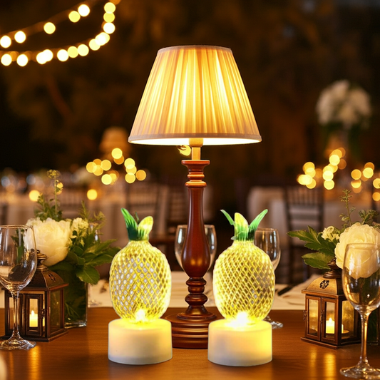 Dekoratif Led Işıklı Mini Metal Çift Ananas Lamba Ev Oda Süsleme Organizasyon Hediyelik Aksesuar